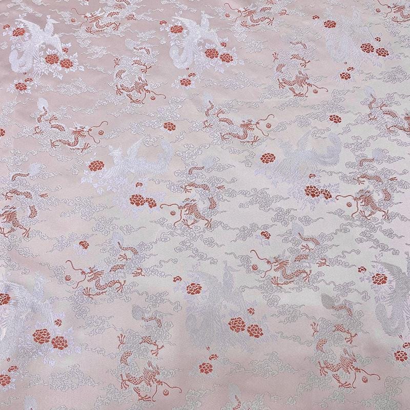 Dragon Phoenix Jacquard Fabric: 59"W Rayon Cheongsam Material