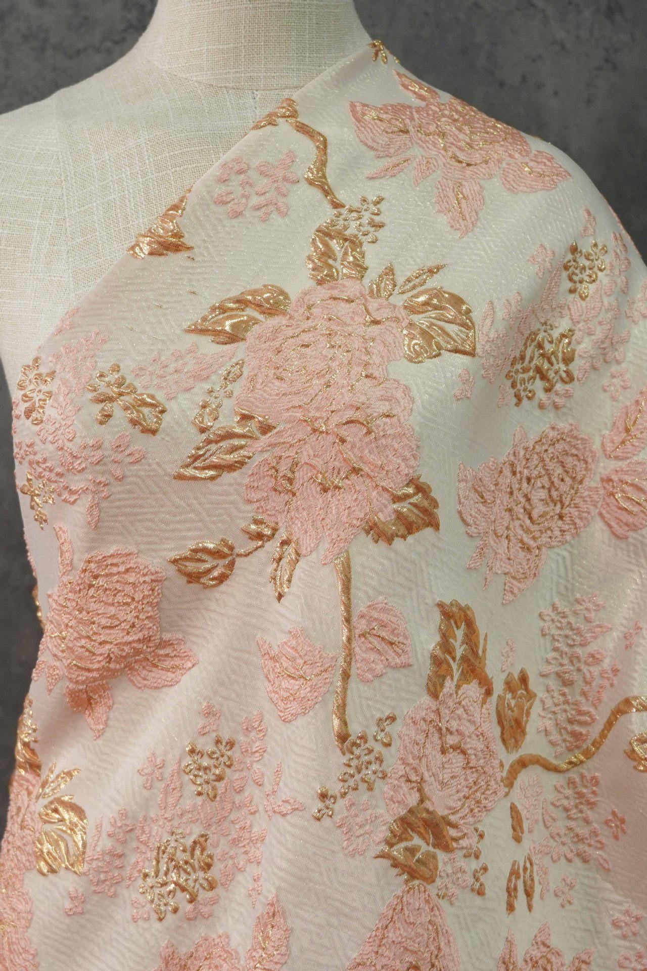 Gold Embossed Palace Jacquard Fabric: Damask Upholstery, Costume, Decor