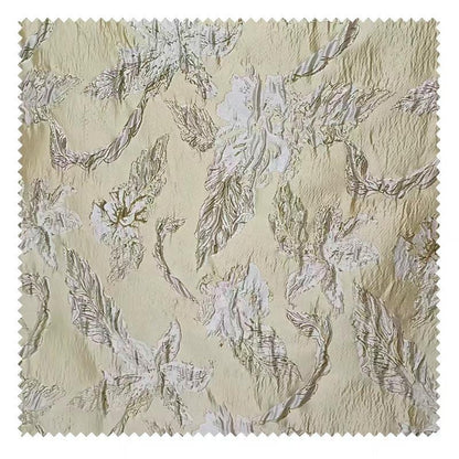 Yellow 3D Embossed Floral Jacquard Metallic Gold Luxury Fabric ��� Textured Brocade for Dress, Home Decor & Craf"Wide