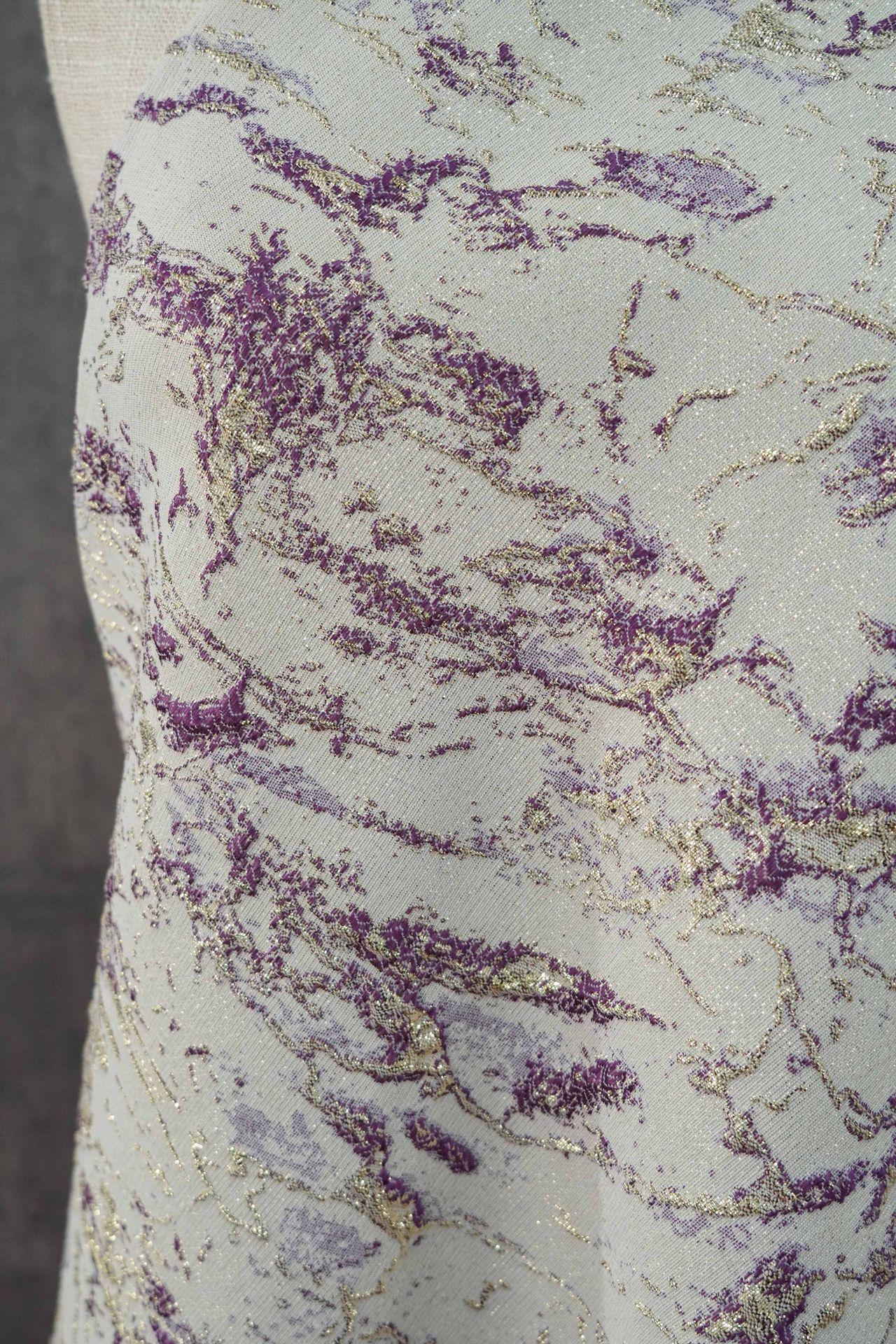 Gold Foil Jacquard Fabric - 3D Textured Embossed Material, 56" Wide