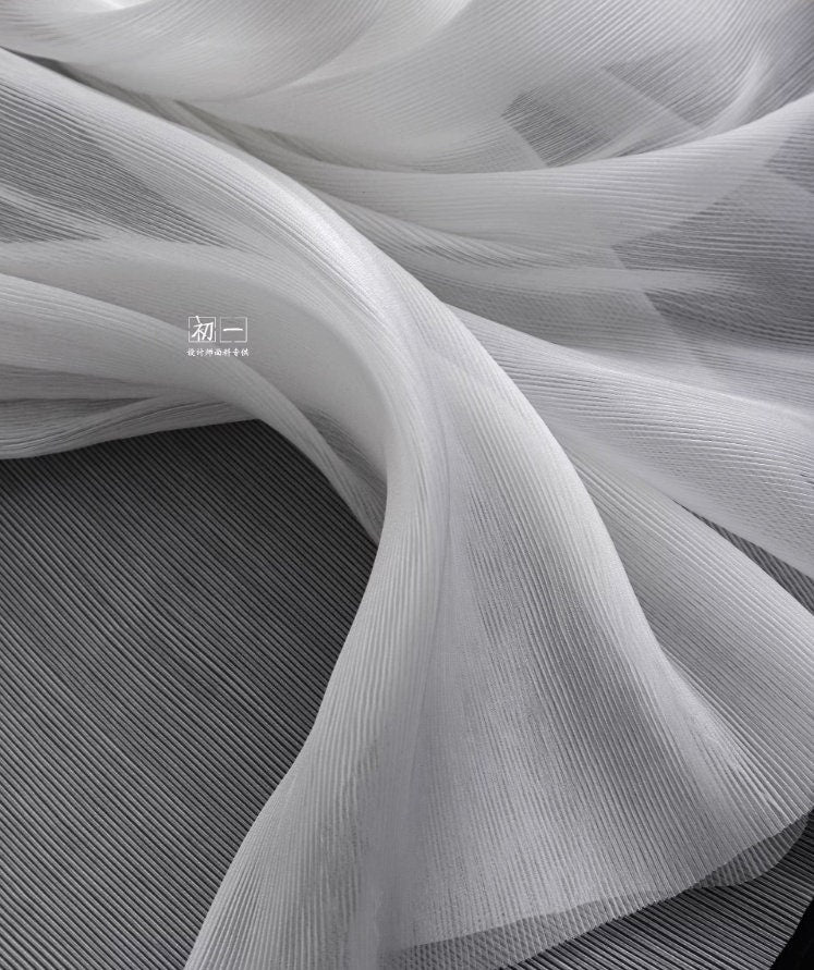 Pleated Hard Mesh Organza Fabric, 55" Wide, Stiff Texture