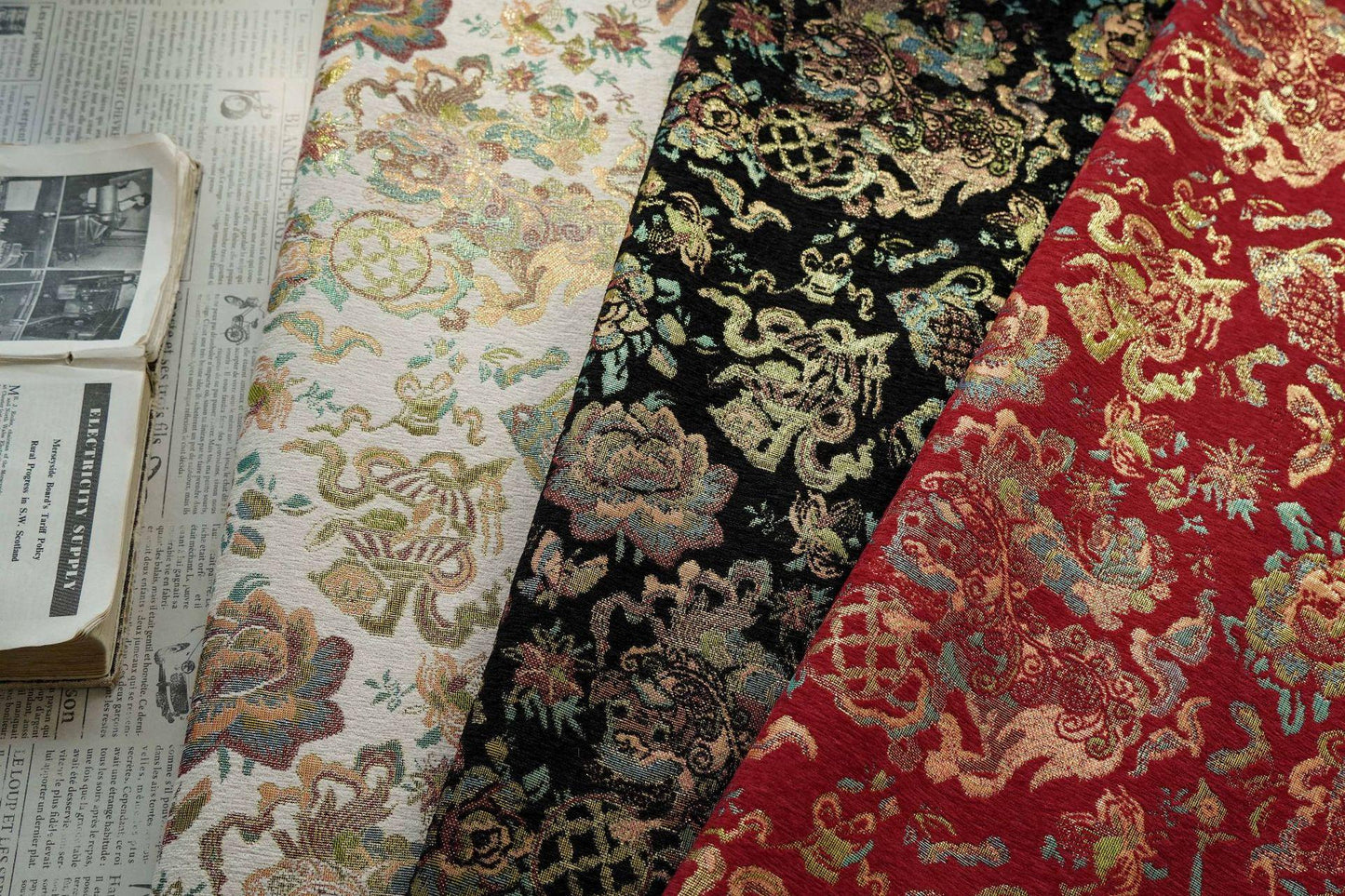 Floral Chenille Brocade Fabric | 55" Wide Chinese Jacquard