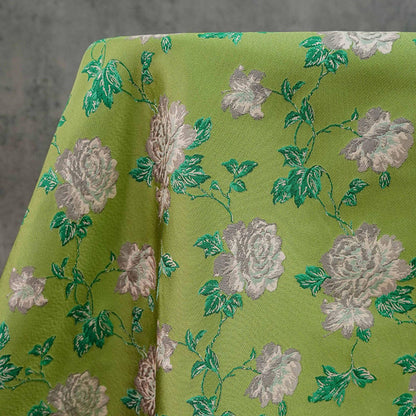 Embossed Floral Jacquard Fabric: Gold Thread Brocade, 59" Wide