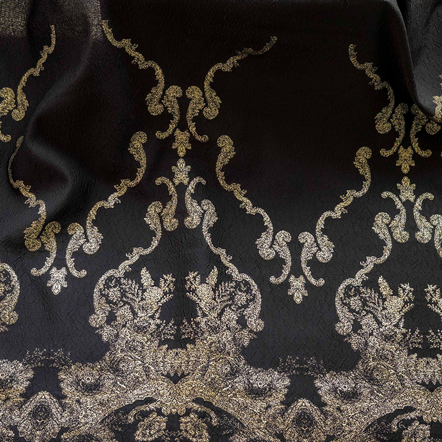 Gold Thread Jacquard Fabric: 3D Oil Painting Texture, 55" Wide