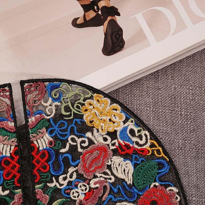 Embroidered Floral Patch: Round Ethnic Style Clothing Decor
