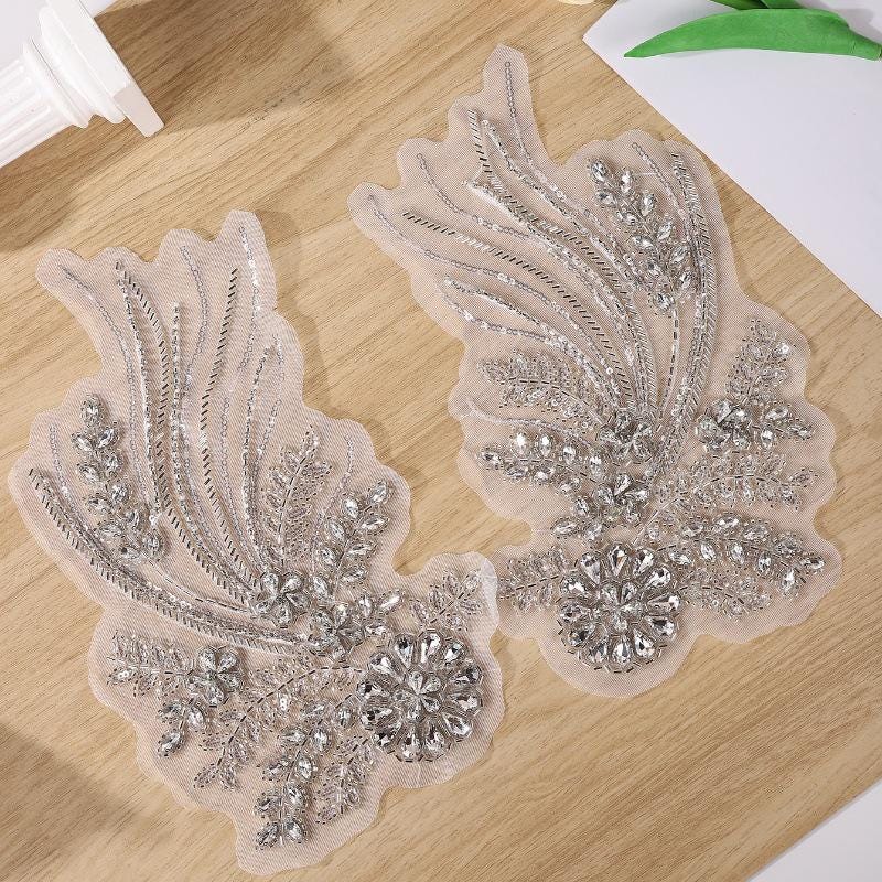 Embroidered Lace Trim with Sequins and Beading - Bridal Wedding Dress Accessory