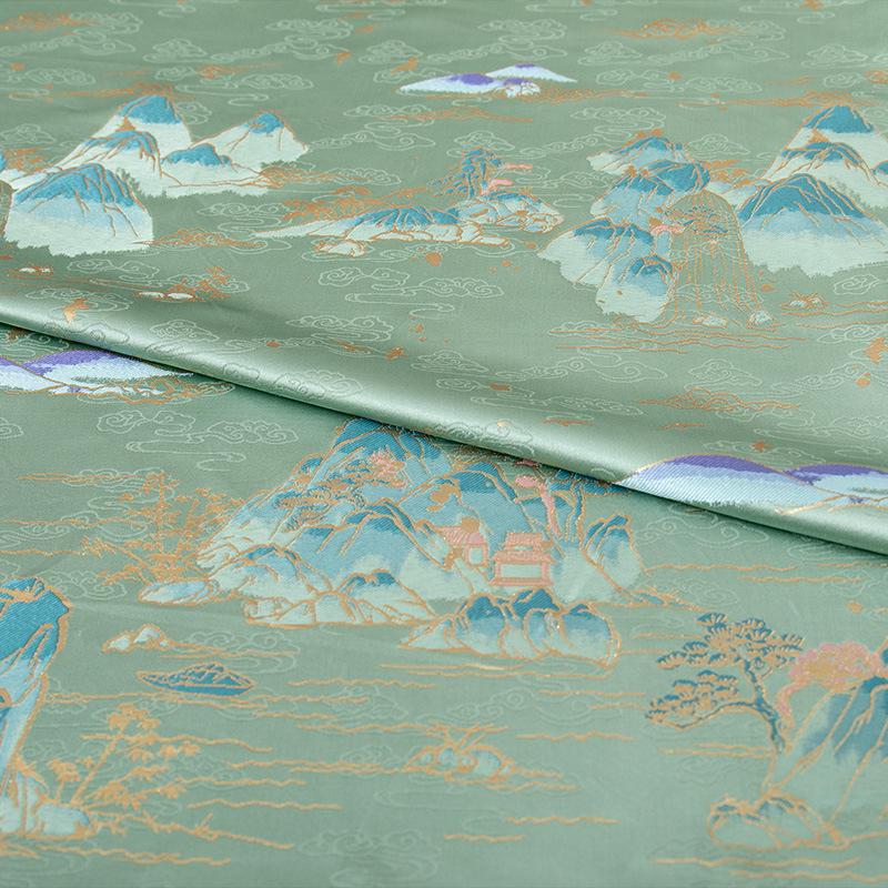 55" Landscape Painting Brocade Fabric: Emperor Tibetan Style