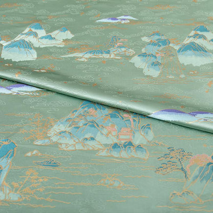 55" Landscape Painting Brocade Fabric: Emperor Tibetan Style