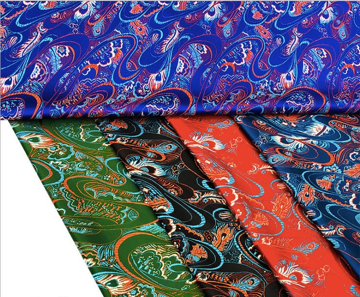 Phoenix Tail Silk Brocade Fabric: 29.5"W Upholstery & Sewing