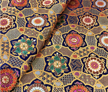 Auspicious Baoxiang Flower Brocade Fabric: Tibetan Robes, Shrines (29.5"W)