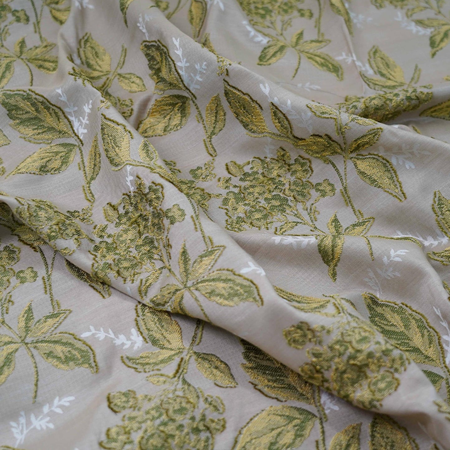 Retro Floral Jacquard Fabric: 50"W Polyester Drapery Material