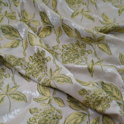 Retro Floral Jacquard Fabric: 50"W Polyester Drapery Material