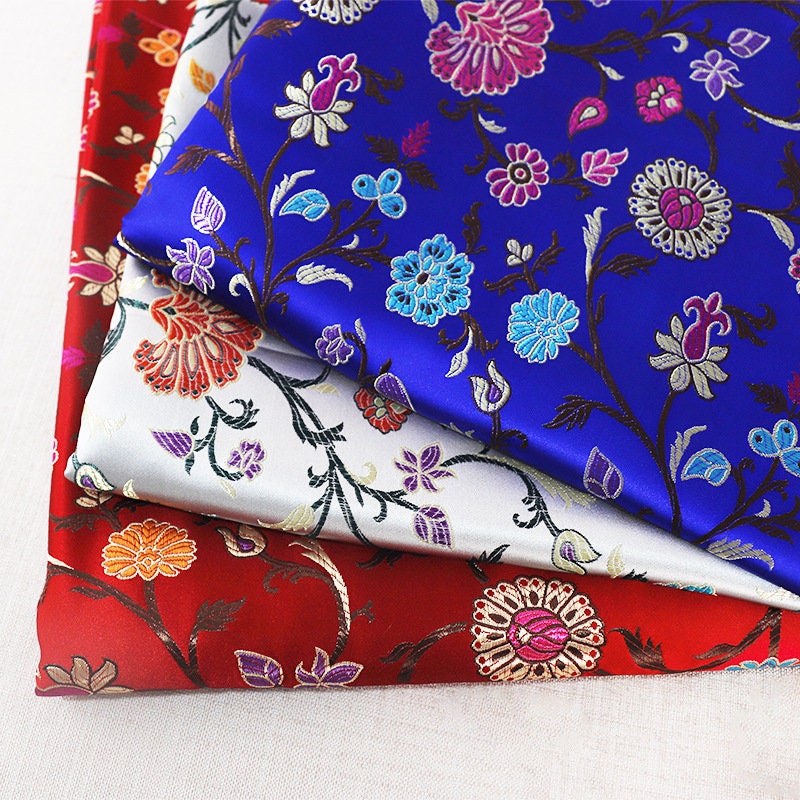 Floral Brocade Fabric: 29.5"W Rayon Blend for Sewing & Upholstery