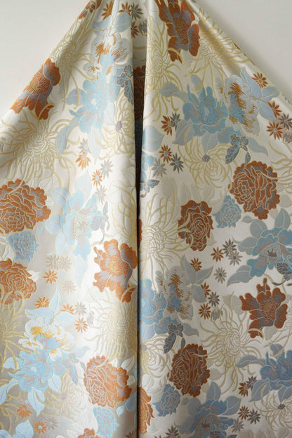 Floral Jacquard Fabric, Gold Thread Brocade, Luxury Upholstery (59"W)