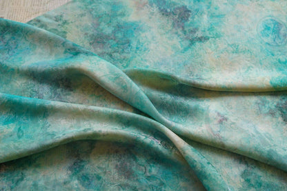 Tea Silk Satin Rayon Fabric: Digital Print, 54" Wide