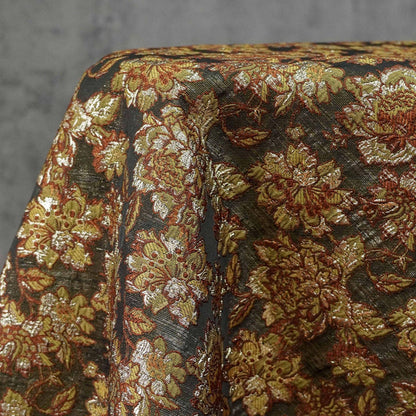 Tissu jacquard européen à motif floral en relief et fil d'or - Brocart de luxe pour ameublement, rideaux, couture, décoration intérieure - Large