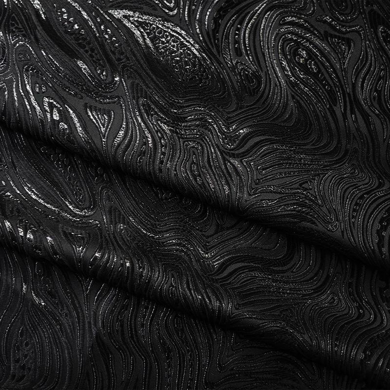 Gold & Black Jacquard Fabric: 3D Running Water Texture (55"w)