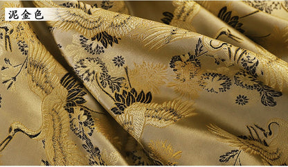 Crane Damask Jacquard Satin Fabric - 59"W Silk Rayon Blend