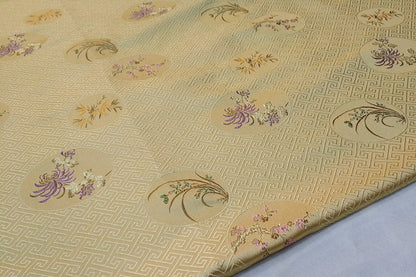 Chrysanthemum Brocade Fabric: 59" Wide Satin Silk Blend, Vintage Chinese Tapestry