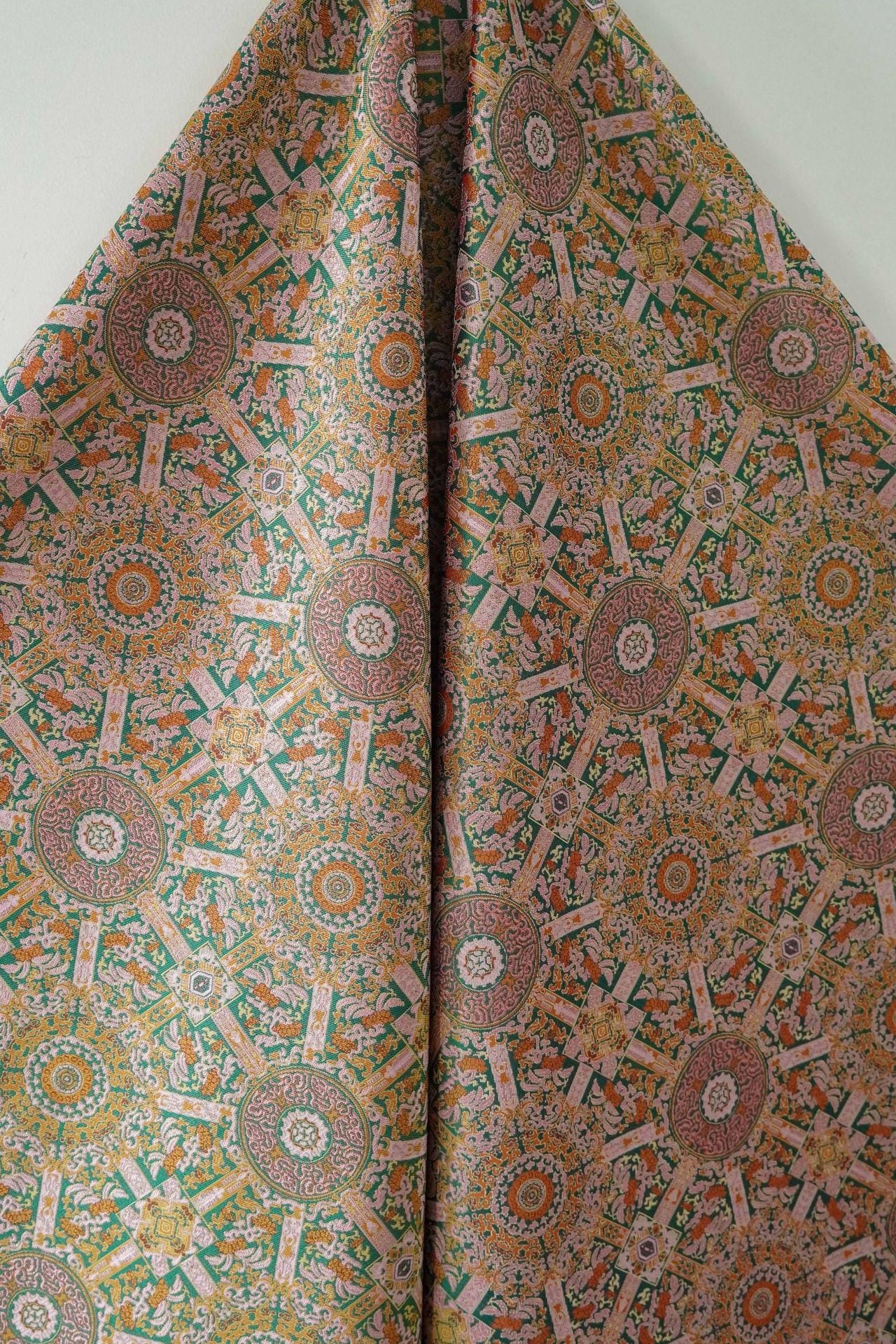 Mongolian Bada Pattern Fabric: 59"W Rayon Upholstery, Costume, Decor