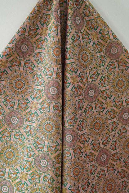 Mongolian Bada Pattern Fabric: 59"W Rayon Upholstery, Costume, Decor