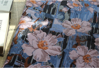 Floral Jacquard Fabric: 3D Oil Painting Style, 57.5" Wide