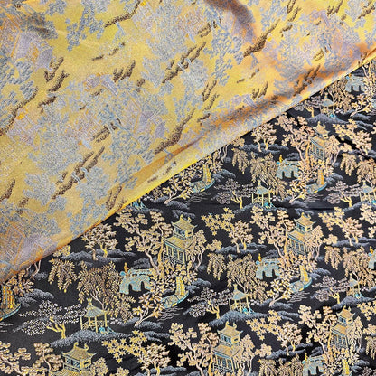 Ancient Chinese Brocade Fabric: 59"W Damask Pattern, Upholstery & Sewing