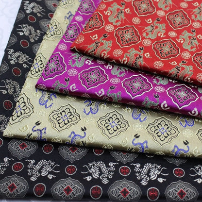 Flying Dragon Brocade Fabric: Chinese Emperor Robe Silk Blend (29.5"W)