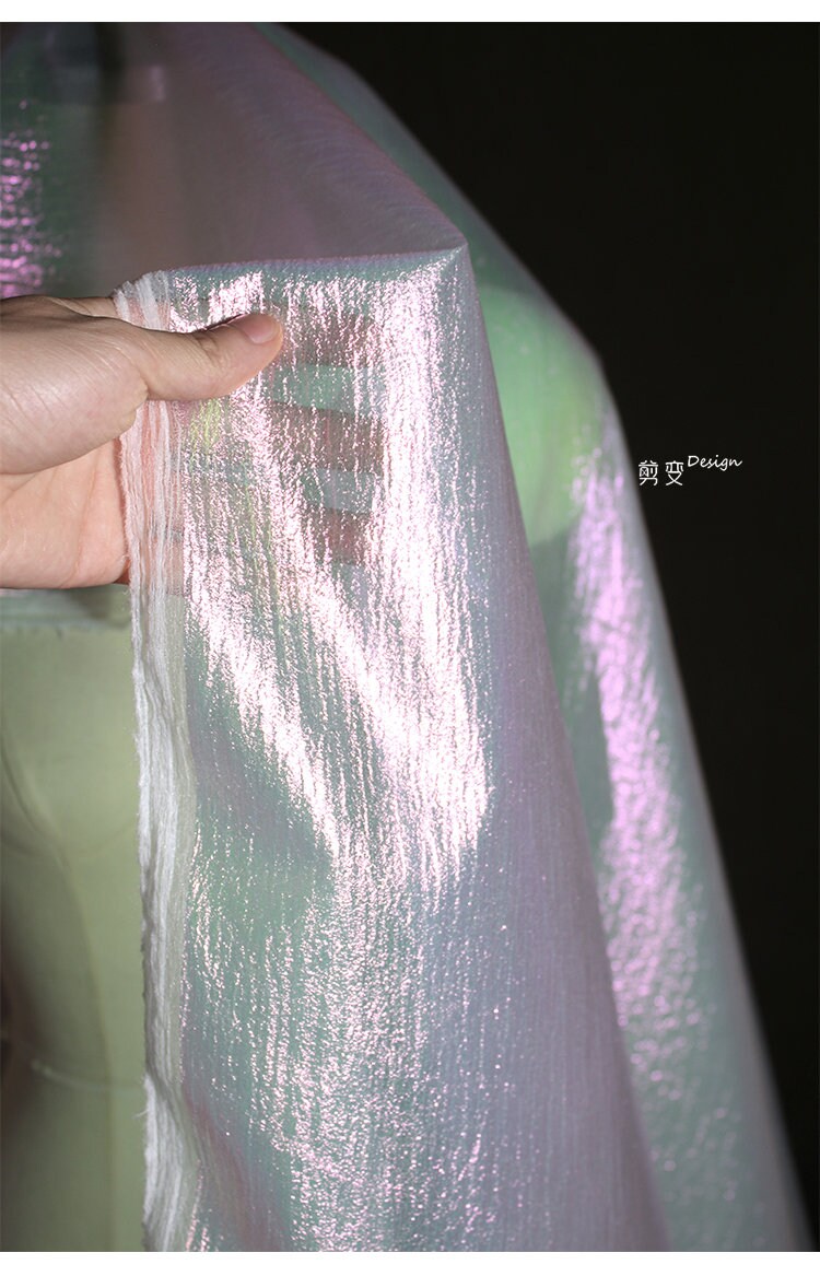 Pleated Pearl Illusion Mesh Fabric, Gradient Polyester, 57" Wide