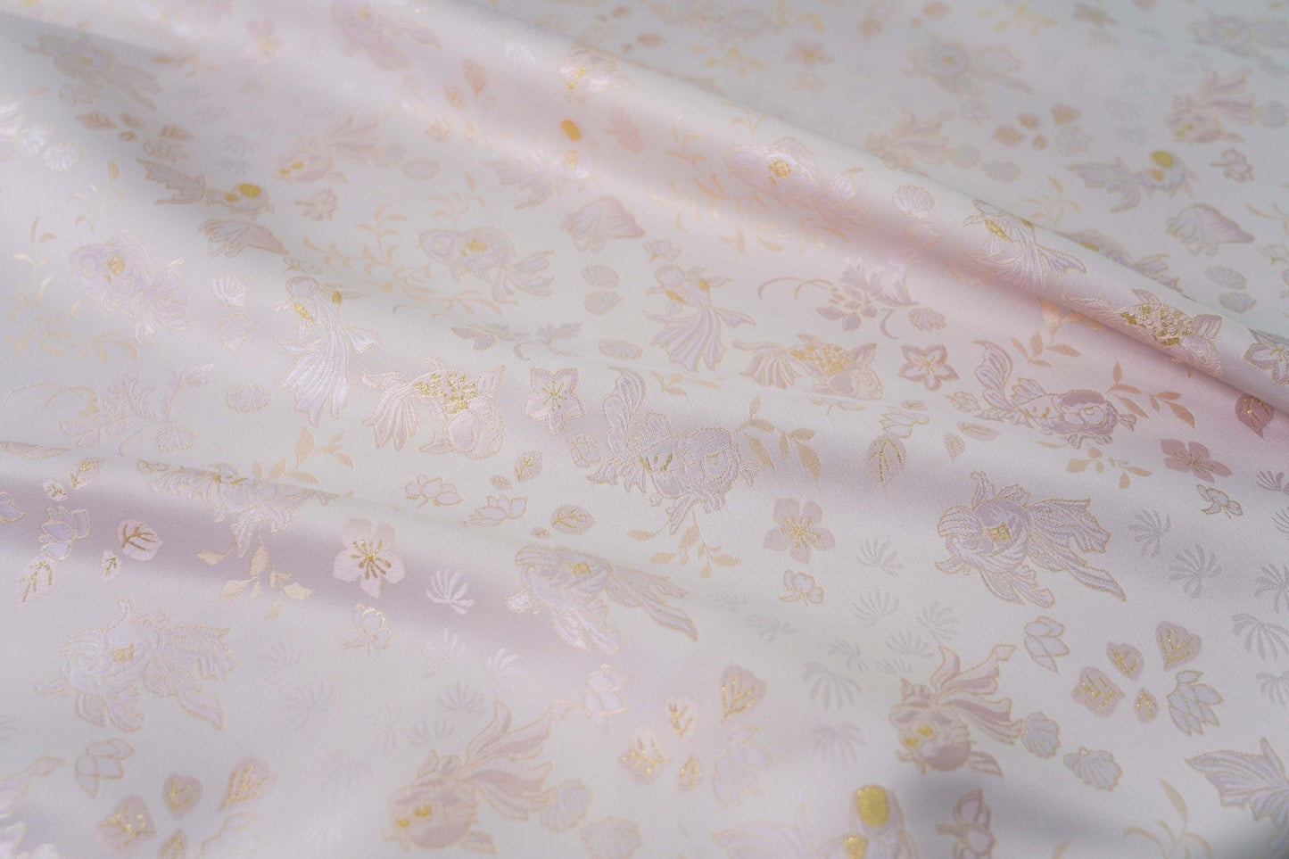 Gold Fish Brocade Jacquard Fabric: Retro Style, 60" Wide - Poppylollipop