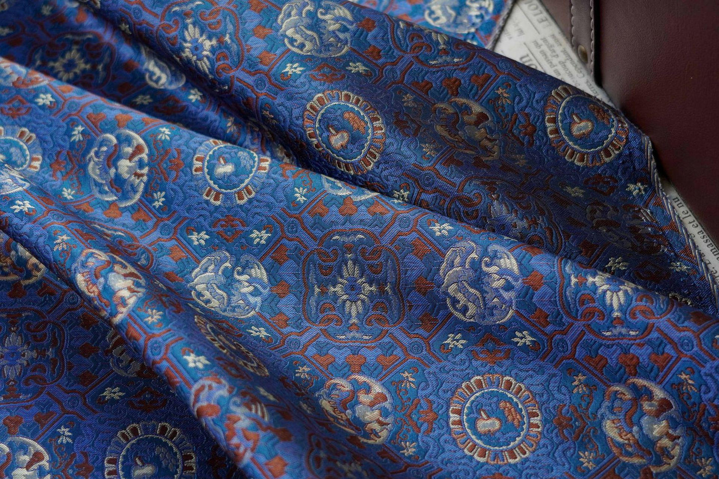 Tissu jacquard brocart Song, fil d'or, style tibétain, 165 cm de large
