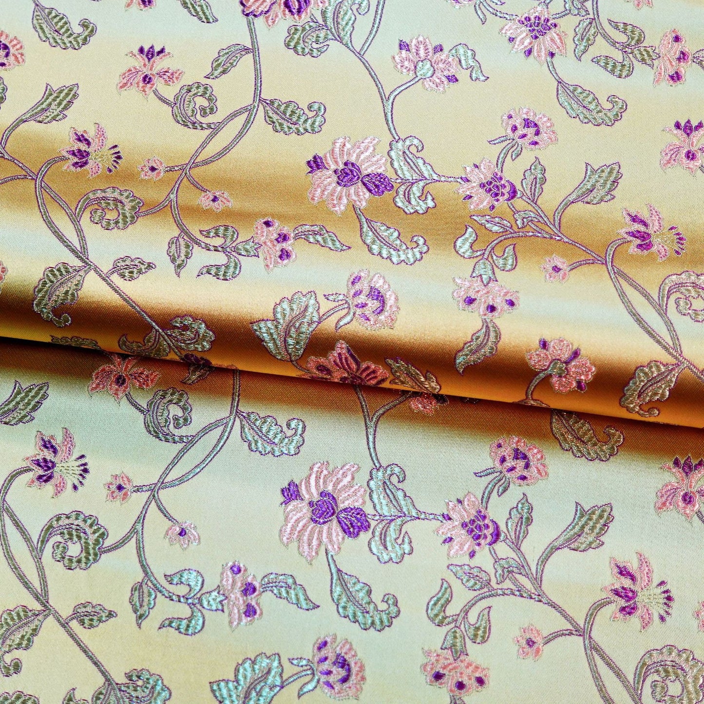 Floral Brocade Fabric: Rayon Nylon Blend, 45" Wide