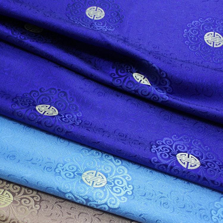 Fu Lu Shou Brocade Fabric: Multi Color Cheongsam Qipao Material