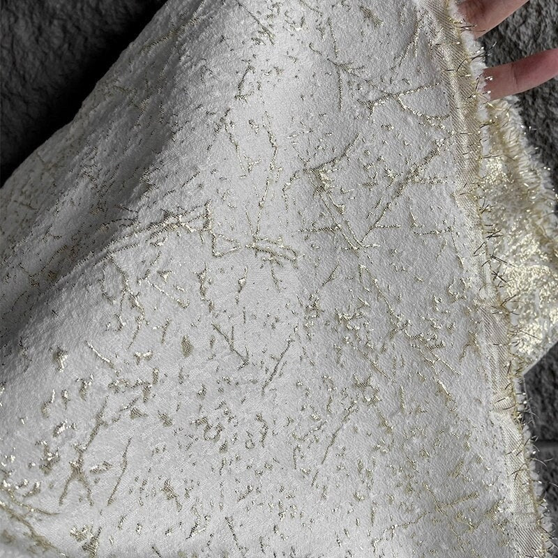 Gold Thread Jacquard Fabric: 3D Oil Painting Texture, 53" Wide
