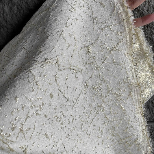 Gold Thread Jacquard Fabric: 3D Oil Painting Texture, 53" Wide
