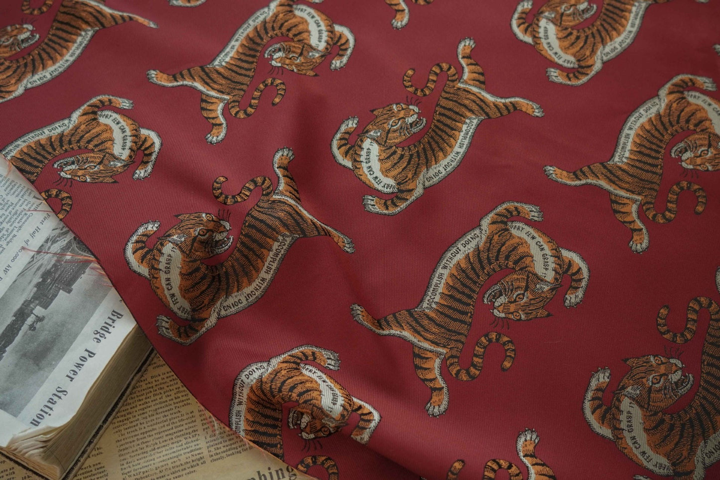 Tiger Jacquard Fabric: Cartoon Style Polyester Drapery, Upholstery - 59"W