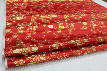 Tissu brocart de soie à fleurs de prunier : tissu pour cheongsam qipao multicolore