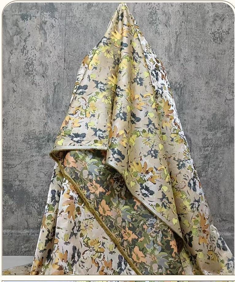Floral Jacquard Fabric ��� Textured Brocade Material for Dresses, Hanfu, Costumes & Home Decor, sell by the met"Wide