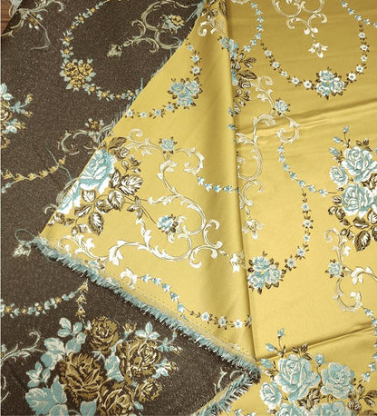 Metallic Damask Satin Fabric: 3D Texture Jacquard, 59" Wide