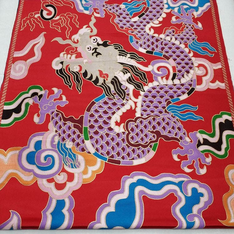 Tissu brocart de soie brodé à double dragon - Modèle de cheongsam de mariage