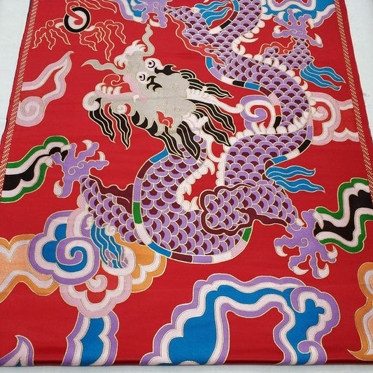 Tissu brocart de soie brodé à double dragon - Modèle de cheongsam de mariage