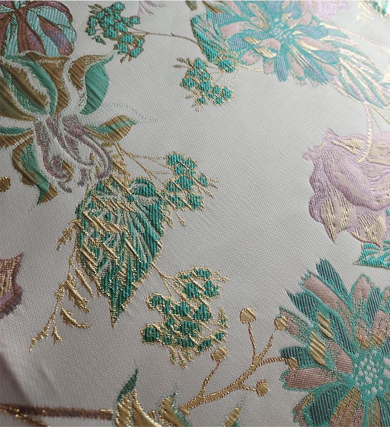 Gold Embossed Floral Jacquard Fabric: Pink Peach Dressmaking Material, 57" Wide