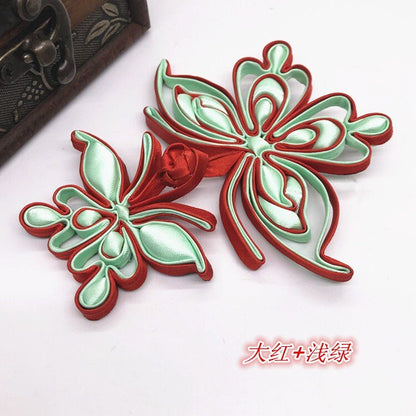Satin Butterfly Cheongsam Buttons: Decorative Knot Fasteners (Pair) - Poppylollipop