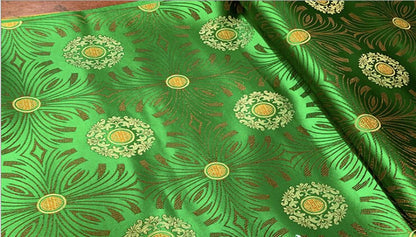 Brocart de soie à motif floral : ameublement et couture, largeur 75 cm