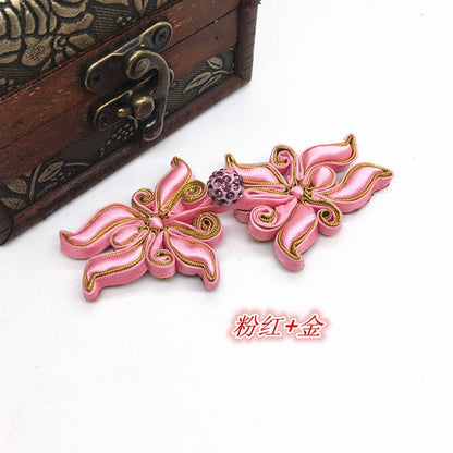 Boutons de cheongsam en satin à motif papillon faits main : fermeture à nœud chinois