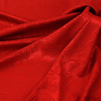 Red Jacquard Satin Fabric: 59" Wide, Upholstery, Costume, Decor