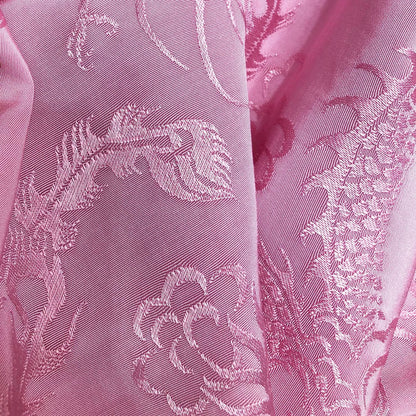 Tissu satin damassé jacquard à motif dragon et phénix rose - 150 cm de large