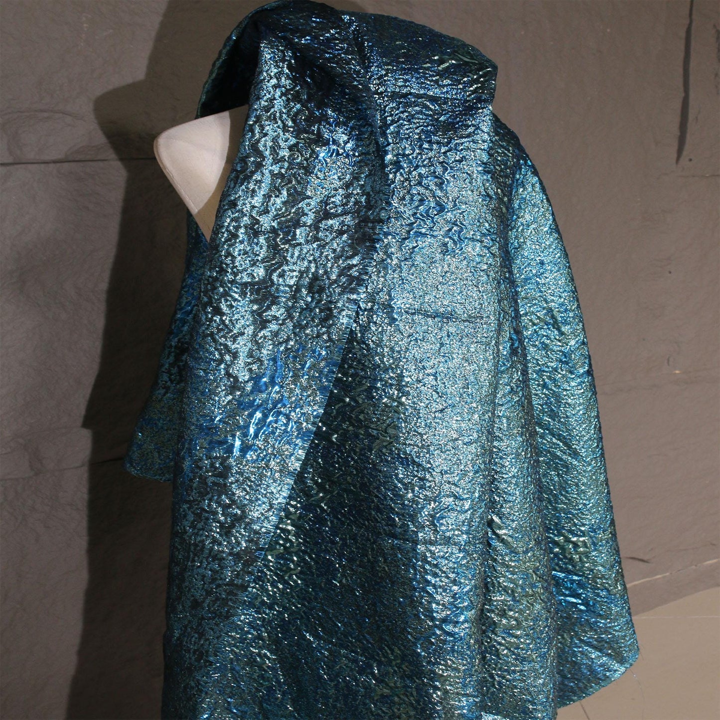 Metallic Gold Thread Jacquard Fabric: 3D Embossed Woven Material, 59"W