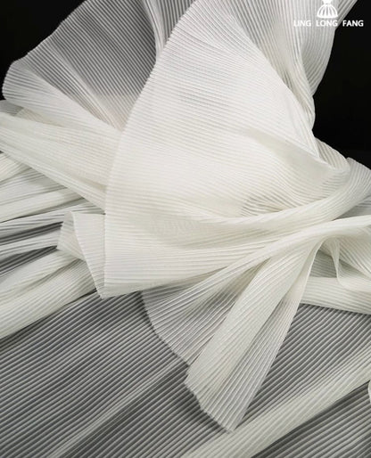 Pleated Crepe Fabric: 59" Wide Polyester Texture for Gowns & Events