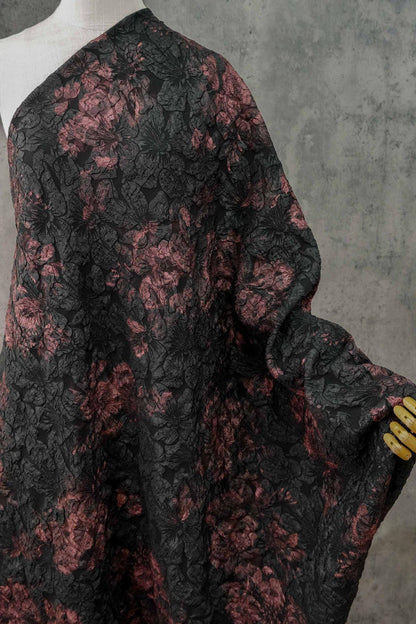 Embossed Gold Floral Jacquard Fabric | Luxury Home Decor, 59" Wide